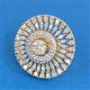 Cubic Zirconia Adjustable Ring With Mehndi 2tone Rhodium Plating