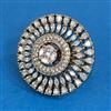 Cubic Zirconia Adjustable Ring With Mehndi 2tone Rhodium Plating