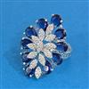 Cubic Zirconia Adjustable Ring With Rhodium Plating