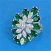 Cubic Zirconia Adjustable Ring With Rhodium Plating
