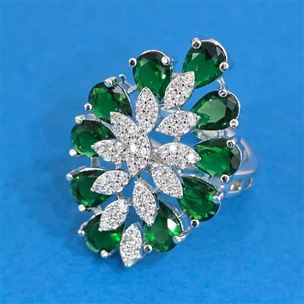 Cubic Zirconia Adjustable Ring With Rhodium Plating