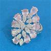 Cubic Zirconia Adjustable Ring With Rhodium Plating