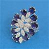 Cubic Zirconia Adjustable Ring With Rhodium Plating