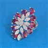 Cubic Zirconia Adjustable Ring With Rhodium Plating