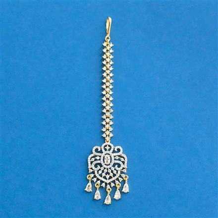 Cubic Zirconia Classic Tikka With Mehndi 2tone Rhodium Plating