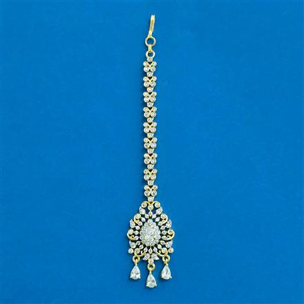 Cubic Zirconia Classic Tikka With Mehndi 2tone Rhodium Plating