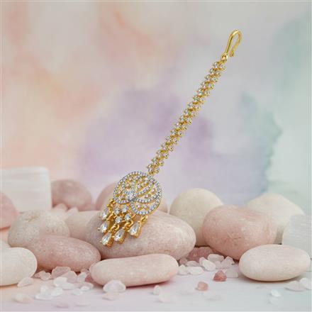 Cubic Zirconia Classic Tikka With 2tone Rhodium Plating