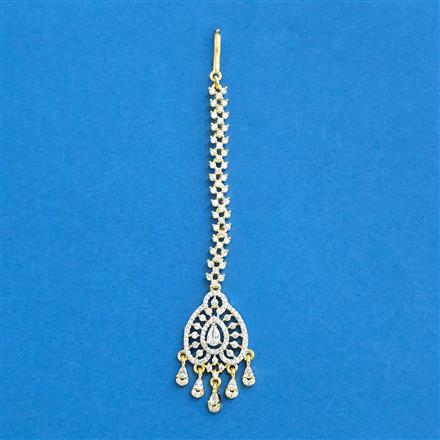 Cubic Zirconia Classic Tikka With Mehndi 2tone Rhodium Plating