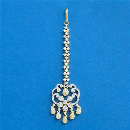 Cubic Zirconia Classic Tikka With Mehndi 2tone Rhodium Plating