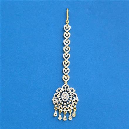 Cubic Zirconia Classic Tikka With Mehndi 2tone Rhodium Plating
