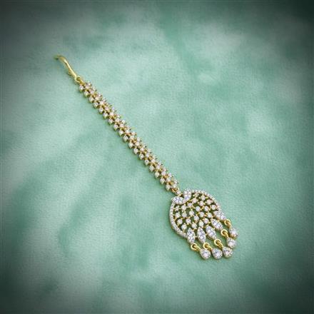 Cubic Zirconia Classic Tikka With Mehndi 2tone Rhodium Plating