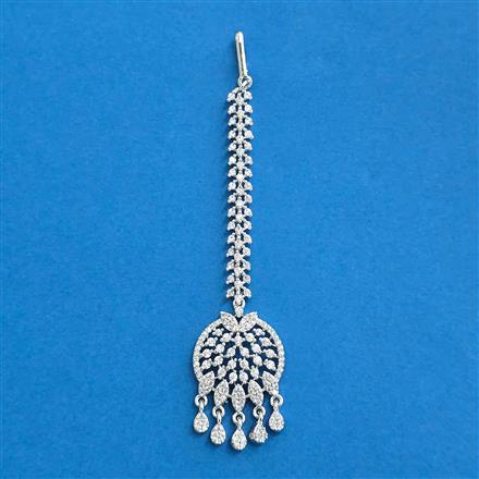 Cubic Zirconia Classic Tikka With Mehndi 2tone Rhodium Plating
