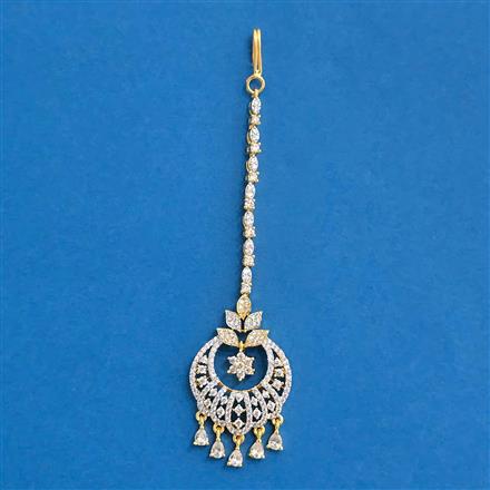 Cubic Zirconia Classic Tikka With Mehndi 2tone Rhodium Plating