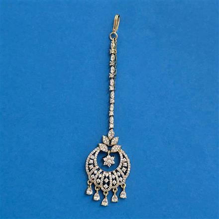 Cubic Zirconia Classic Tikka With Mehndi 2tone Rhodium Plating