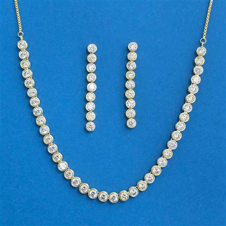 Cubic Zirconia Delicate Necklace With 2tone Plating