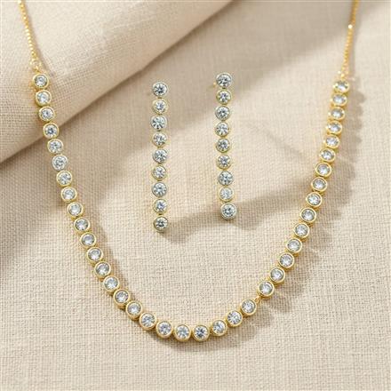 Cubic Zirconia Delicate Necklace With 2tone Plating