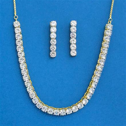 Cubic Zirconia Delicate Necklace With 2tone Plating