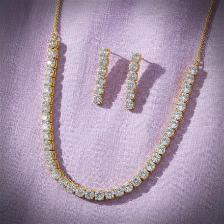 Cubic Zirconia Delicate Necklace With 2tone Plating