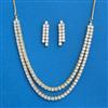 Cubic Zirconia 2 Line Necklace With 2tone Rhodium Plating