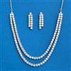 Cubic Zirconia 2 Line Necklace With 2tone Rhodium Plating