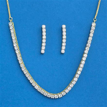 Cubic Zirconia Delicate Necklace With 2tone Rhodium Plating