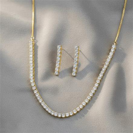Cubic Zirconia Delicate Necklace With 2tone Rhodium Plating