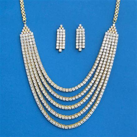 Cubic Zirconia Classic Necklace With 2tone Rhodium Plating