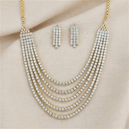 Cubic Zirconia Classic Necklace With 2tone Rhodium Plating