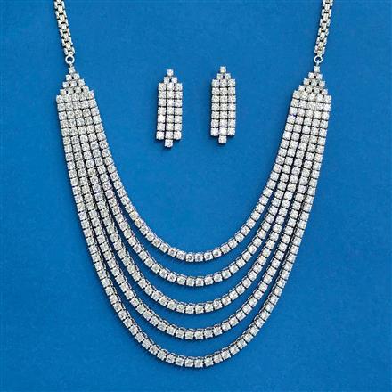 Cubic Zirconia Classic Necklace With 2tone Rhodium Plating