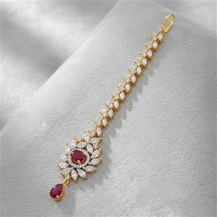 Cubic Zirconia Classic Tikka With 2tone Plating