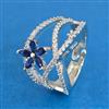 Cubic Zirconia Adjustable Ring With Rhodium Plating