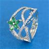 Cubic Zirconia Adjustable Ring With Rhodium Plating