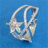 Cubic Zirconia Adjustable Ring With Rhodium Plating