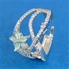 Cubic Zirconia Adjustable Ring With Rhodium Plating