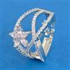 Cubic Zirconia Adjustable Ring With Rhodium Plating