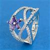 Cubic Zirconia Adjustable Ring With Rhodium Plating