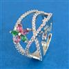 Cubic Zirconia Adjustable Ring With Rhodium Plating