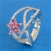 Cubic Zirconia Adjustable Ring With Rhodium Plating