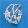 Cubic Zirconia Adjustable Ring With Rhodium Plating