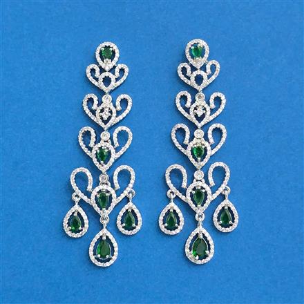 Cz Classic Earring With Rhodium Plating