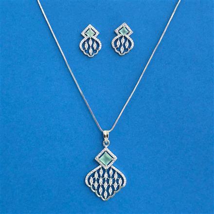 Cubic Zirconia Classic Pendant Set With Rhodium Plating