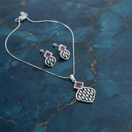 Cubic Zirconia Classic Pendant Set With Rhodium Plating