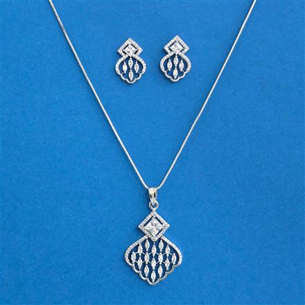 Cubic Zirconia Classic Pendant Set With Rhodium Plating