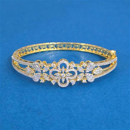 Cz Openable Kada With Mehndi 2 Tone Rhodium Plating