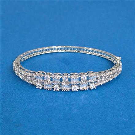 Cz Openable Kada With Mehndi 2 Tone Rhodium Plating