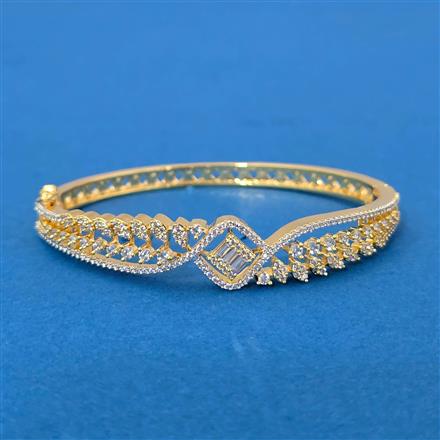 Cz Openable Kada With 2 Tone Mehndi Rhodium Plating