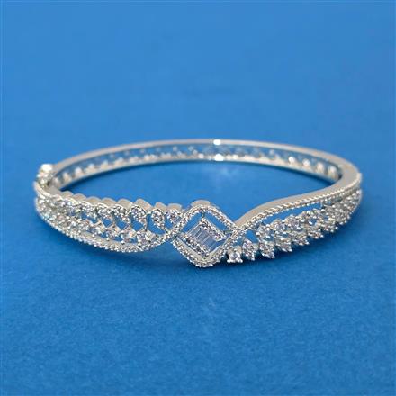 Cz Openable Kada With 2 Tone Mehndi Rhodium Plating