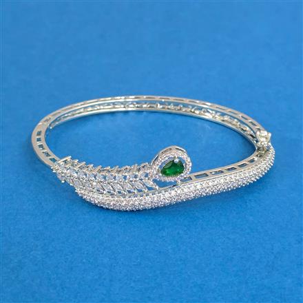 Cubic Zirconia Openable Kada With Rhodium Plating