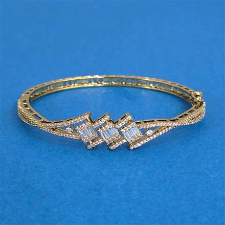 Cz Openable Kada With Mehndi 2 Tone Rhodium Plating