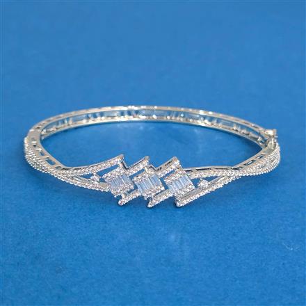 Cz Openable Kada With Mehndi 2 Tone Rhodium Plating